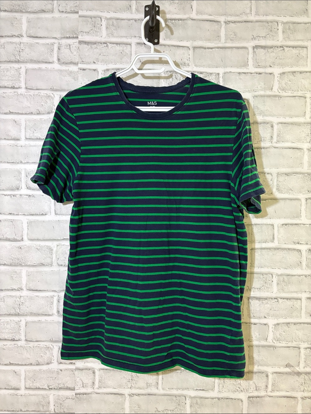 Marks & Spencer (M&S) Men's Pure Cotton Striped T-Shirt medium